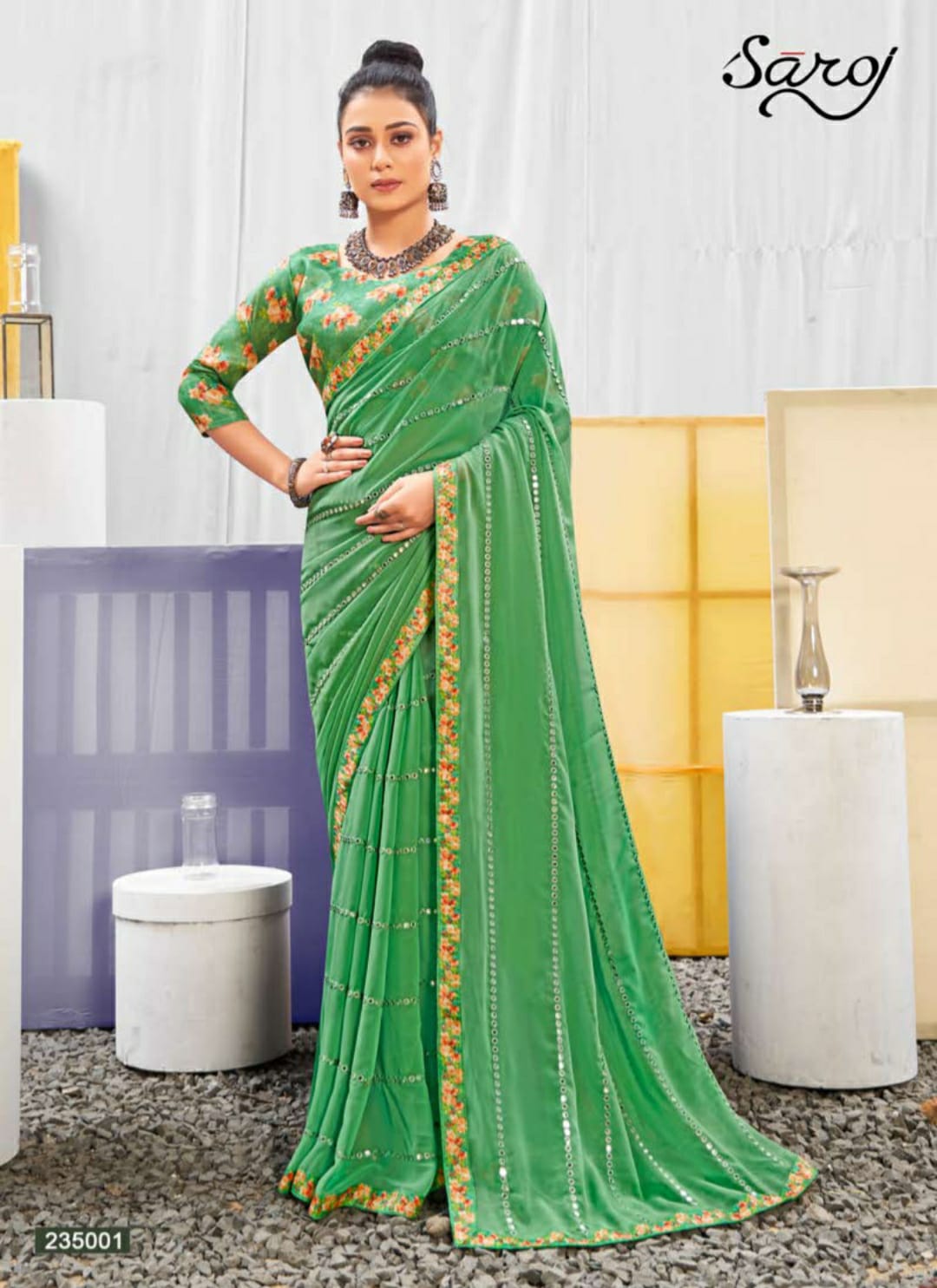 Saroj Gulika Fancy Stylish Party Wear Georgette Saree Collection